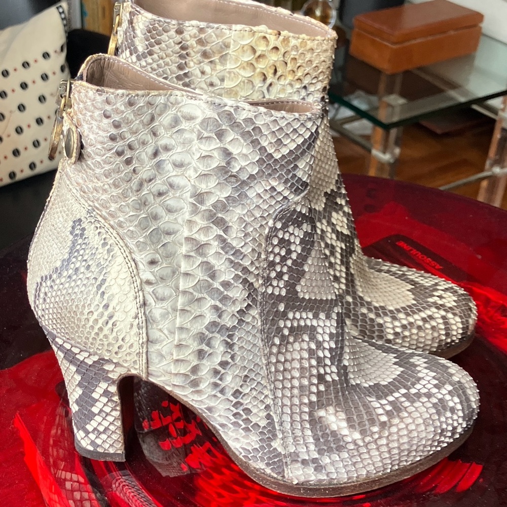 New Fiorentini + Baker Real Python Skin Leather Ankle Boots Fits Sz 6.5
